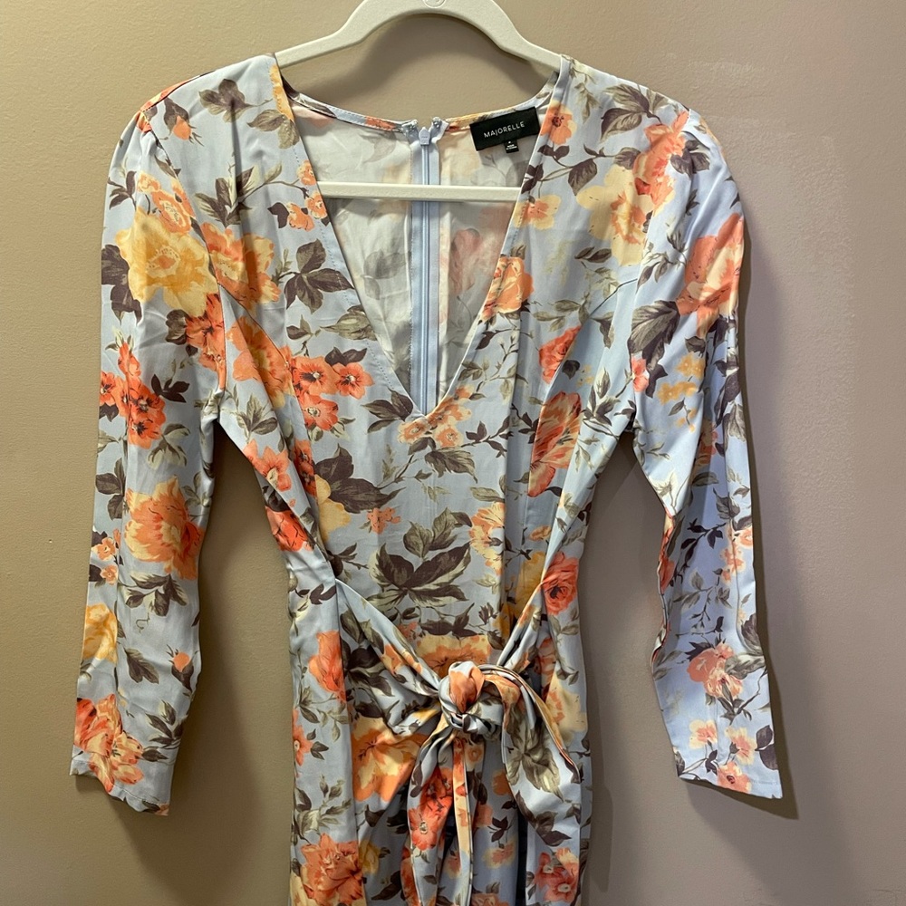 Majorelle Floral Mini Tie Waist Dress from Revolve